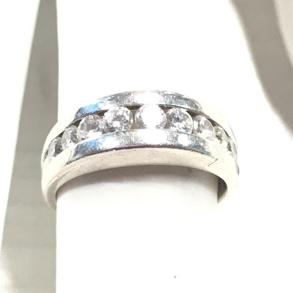 Silver 935 ring with diamond accent rc-28 - Picture 4 of 5